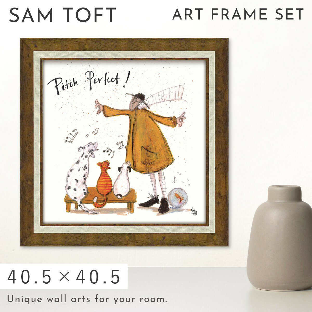 乐天商城 - サムトフト 絵画 絵 40.5×40.5cm 【パーフェクト！】 アートパネル アートフレーム 壁掛け おしゃれ 犬 アートボード ポスター インテリア 絵 モダン アンティーク 玄関 飾る イギリス作家 ST-08114 母の日 ギフト 花以外 誕生日 プレゼント 新築祝