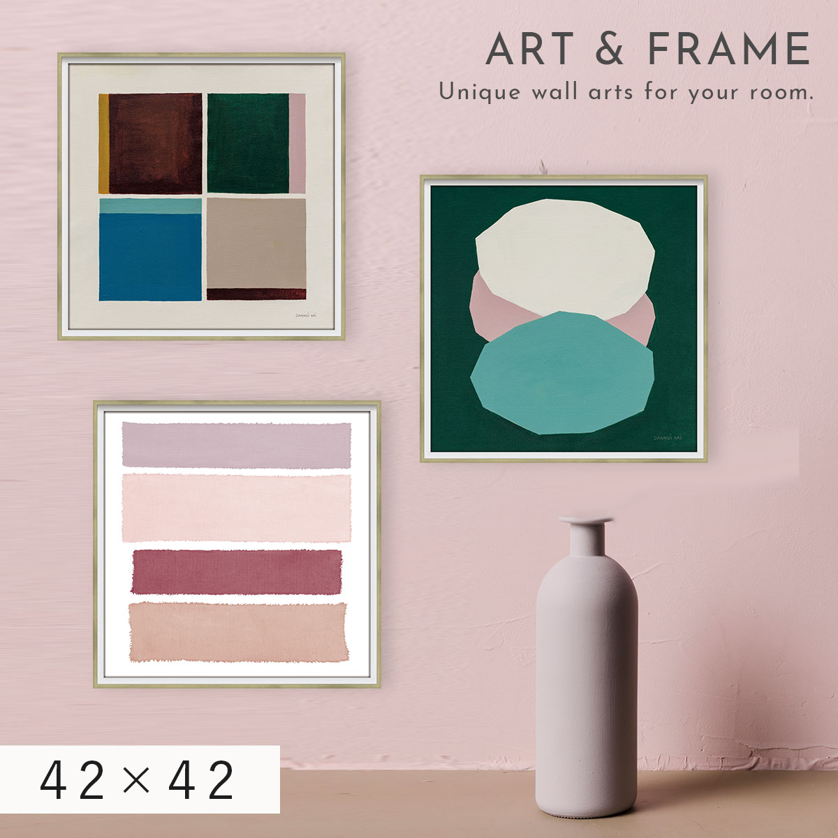 乐天商城 - アートパネル 抽象 42×42cm アート ポスター 抽象画 モダン 北欧 現代 アート 絵画 インテリア 玄関 イメージ画 額縁付き 壁掛け おしゃれ アブストラクト コレクション 2