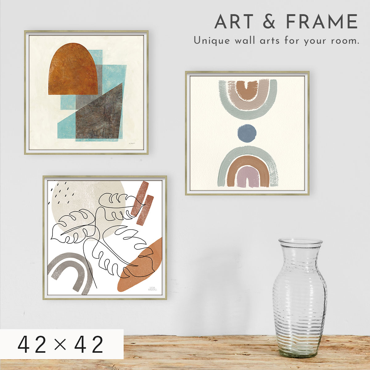乐天商城 - アートパネル 抽象 42×42cm アート ポスター 抽象画 モダン 北欧 現代 アート 絵画 インテリア 玄関 イメージ画 額縁付き 壁掛け おしゃれ アブストラクト コレクション 5