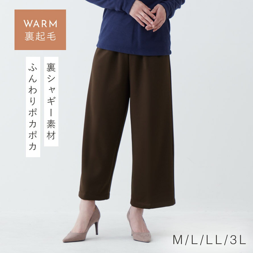 シニアファッション ワイドパンツ レディース 冬 暖かい 裏シャギー パンツ あったか ゆったり ウエストゴム きれいめ ガウチョ 裏起毛 ポケット付き シニア 60代 70代 80代 高齢者 服 柔らかゴム ストレッチ ズボン 総ゴム 日本製 女性 人気 体型カバー シニアパンツ lighterya-10231754 マチュアのくらし雑貨店 サンプル画像2