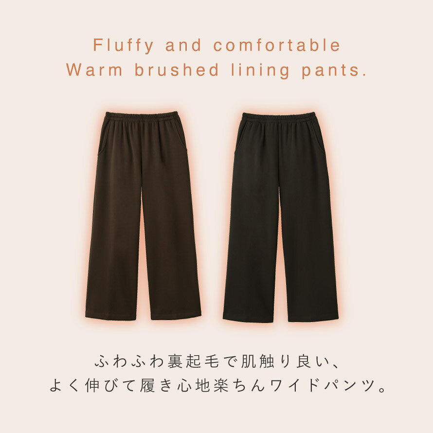シニアファッション ワイドパンツ レディース 冬 暖かい 裏シャギー パンツ あったか ゆったり ウエストゴム きれいめ ガウチョ 裏起毛 ポケット付き シニア 60代 70代 80代 高齢者 服 柔らかゴム ストレッチ ズボン 総ゴム 日本製 女性 人気 体型カバー シニアパンツ lighterya-10231754 マチュアのくらし雑貨店 サンプル画像3