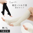 着圧ソックス ふくらはぎ サポーター 着圧 むくみ 解消 薄手 シルク混 オープントゥ 血行足進がんばるわたしをいたわるシルク混着圧SP
