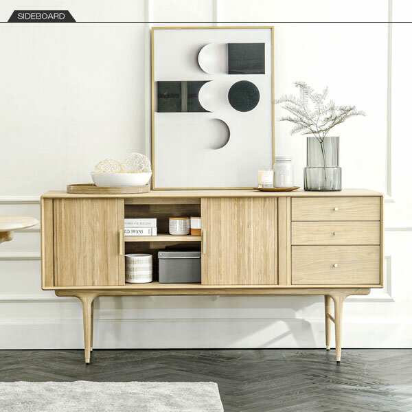 XANDER DESIGNS JULIE SIDEBOARD WHITE OAK 飾り棚 タンス 棚 引出し3杯 チェスト サイドボード