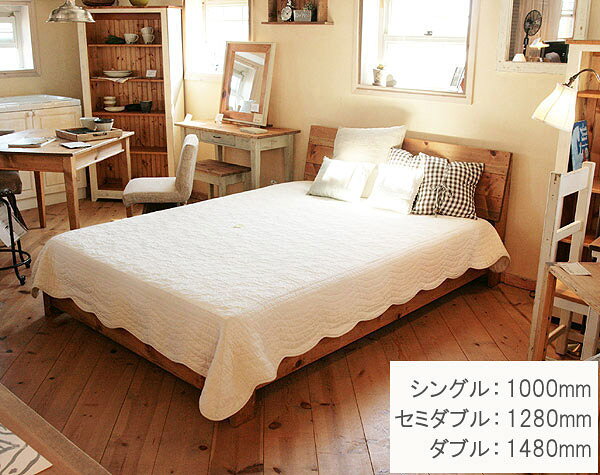 照明 Lighting Marketの国産オリジナルオーダー家具 Rustic ダブルベッド typeB フットボードなし 0220-bd-RT-600-B-D｜アングル2