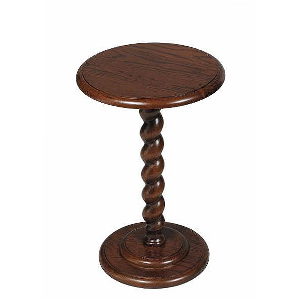 英国アンティークリプロダクト オーク ツイストレッグ ラウンド 花台（小） 【玄関前渡-KS14】