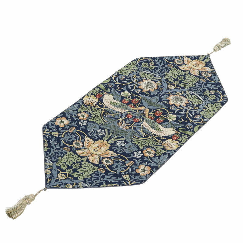ウィリアム・モリス いちご泥棒 William Morris Strawberry Thief テーブルセンター ブルー 35cm×80cm