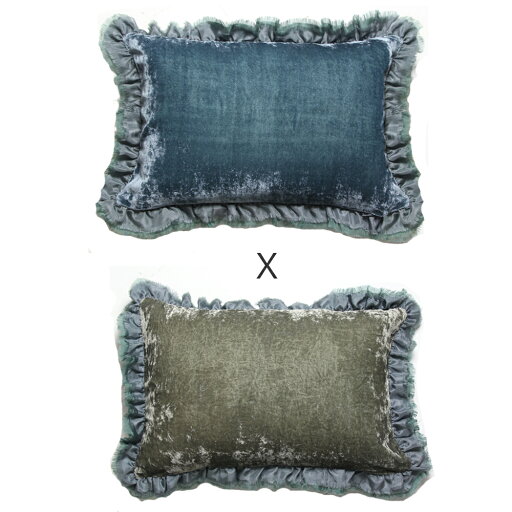 La deco ラ・デコ シルクベルベットスクエアクッションカバー 30cm×45cm Teal×Olive 【中材別売】 La deco ラ・デコ シルクベルベットスクエアクッションカバー 30cm×45cm Teal×Olive 【中材別売】