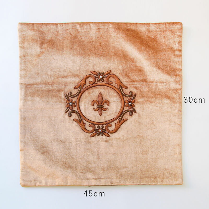 La deco ラ・デコ ビーズ 刺繍デザインクッションカバー ゴールドリリー 45cm×45cm フレンチ雑貨 リビング雑貨 [3]