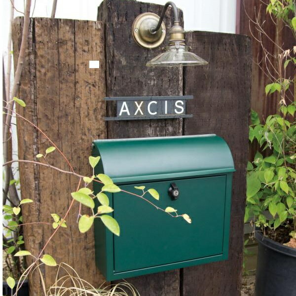 AXCIS アクシス ポスト ワイドポスト カギ付き ひねり錠 タテ開き A4Mail Box ポスト 郵便受け メールボックス ルーフィングポスト グリーン 052l-hs2965