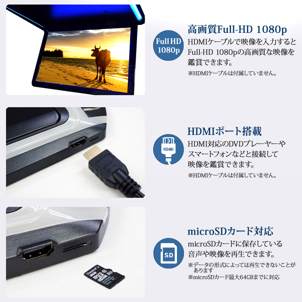 10.2������ե�åץ������˥��� HDMI�����б� ���� 12V �ꥢ��˥��� FullHD RCA microSD USB ������̵���� [F1014BH]