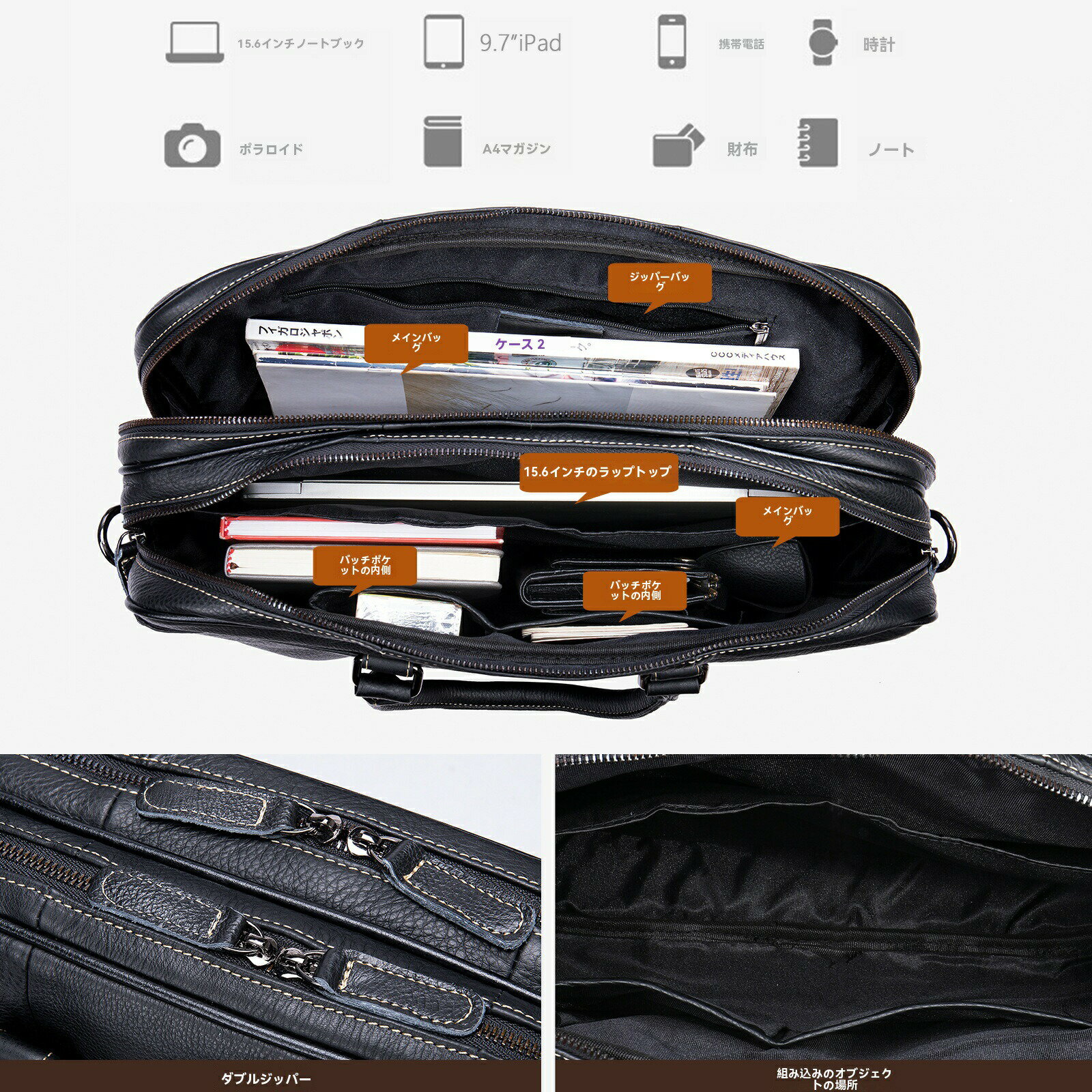 【10%OFFクーポン配布中！】軽量ビジネスバッグ ビジネスバック A4ビジネスバッグ 2wayビジネスバッグ ブリーフケース 本革 薄型 通勤 人気 高級 a4 大きい カバン 鞄 パソコンバッグ PCバッグ スリム 薄マチ 出張 手提げ メンズ 本革 ショルダーバッグ 送料無料