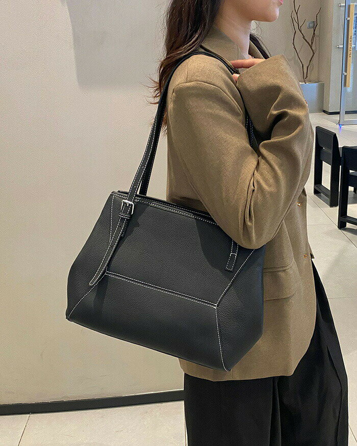 樂天商城 - 本革 トートバッグ レディース 大容量 トート レザー ビジネスバッグ 大きめ カバン 牛革 肩掛けバッグ 通勤バッグ お仕事バッグ 肩掛け 通学 フォーマル ビジネス 事務所 オフィス シンプル きれいめ おしゃれ リクルートバッグ 上品 女性 ブラック 送料無料