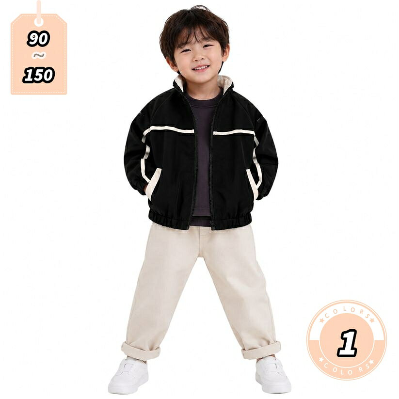 500円OFFクーポン キッズ ジャケット ゆったり 男の子 アウター ジャンパー 子供服 ブルゾン 長袖 スタンドカラー 春 秋 カジュアル 通学 お出かけ ジュニア おしゃれ 羽織り 動きやすい 着痩せ lightningbolt