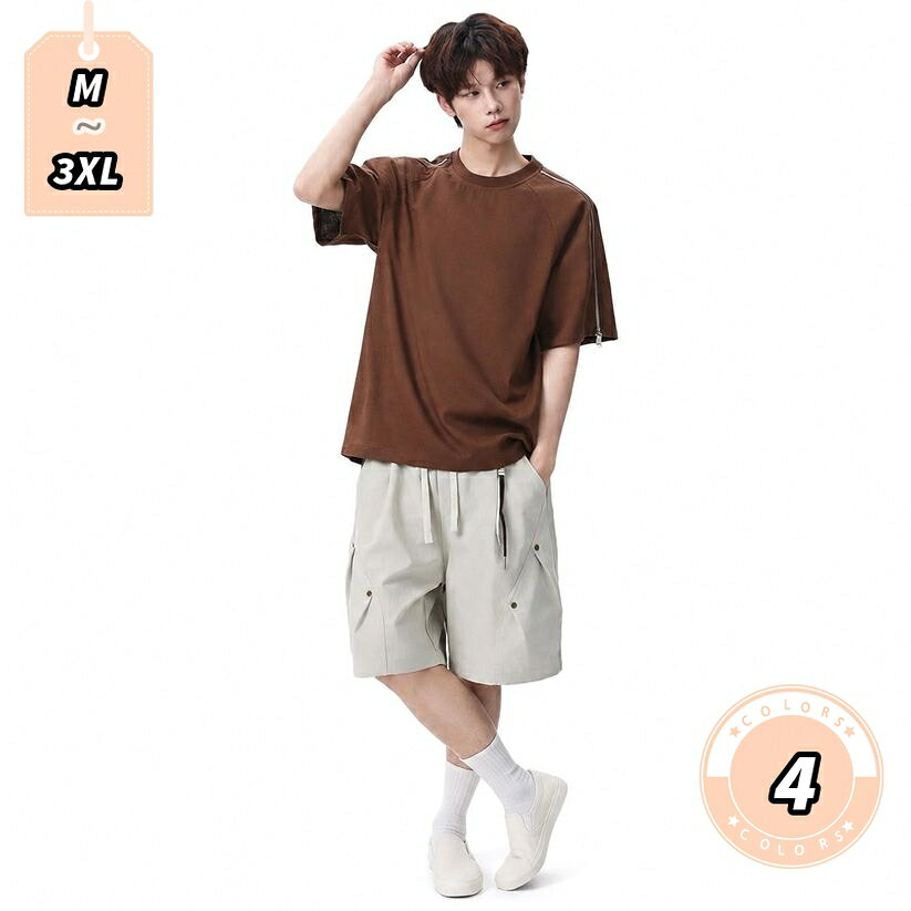 セットアップ メンズ ゆったり 半袖 Tシャツ ハーフパンツ 上下セット スポーツウェア 部屋着 ルームウェア カジュアル 夏服 大きいサイズ 無地 シンプル 運動着 丸首 トップス ボトムス lightningbolt