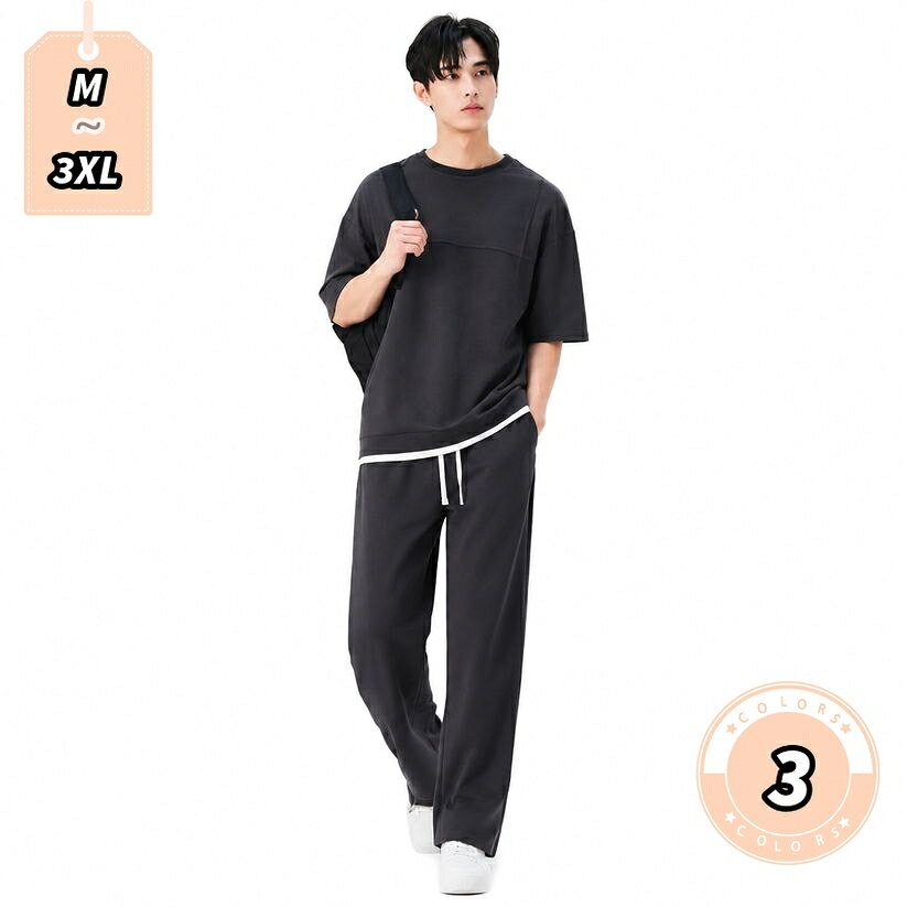 セットアップ メンズ ゆったり 半袖 上下セット スウェット ジャージ tシャツ ロングパンツ スポーツウェア ルームウェア 部屋着 カジュアル 春 夏 大きいサイズ lightningbolt