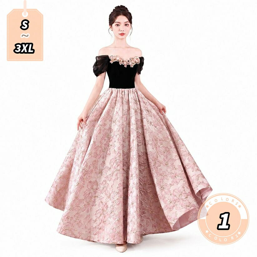 1000円OFFクーポン ロングドレス 体型カバー パーティードレス オフショルダー 演奏会 発表会 マキシ丈 カラー 演奏会用 ステージ イブニング 謝恩会 大きいサイズ lightningbolt