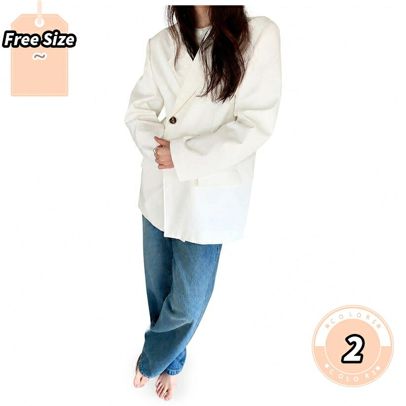 テーラードジャケット レディース 体型カバー ゆったり オーバーサイズ アウター カジュアル オフィス 通勤 通学 シンプル 无地 羽織り 秋 冬 春 フリーサイズ 大きいサイズ lightningbolt