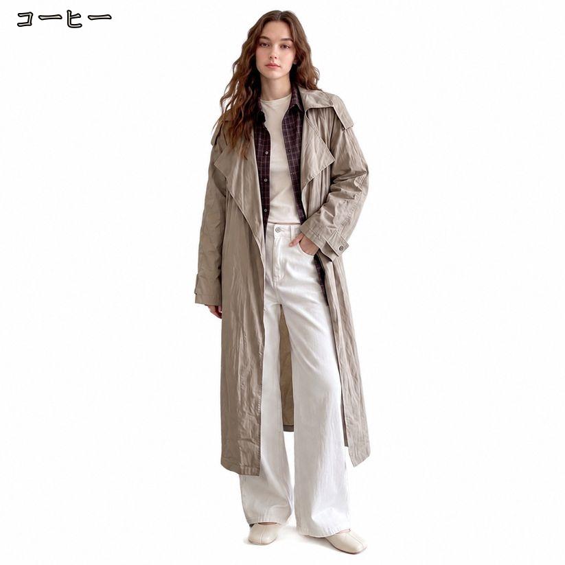 2000円OFFクーポン トレンチコート レディース ロングコート 体型カバー ゆったり ...