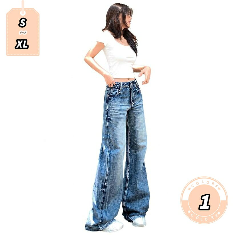 850円OFFクーポン デニムパンツ レディース 着痩せ 体型カバー ワイドパンツ ズ ジーパン ゆったり ロング丈 カジュアル ヴィンテージ風 美脚 脚長 脚長効果 通勤 お出かけ 大きいサイズ lightningbolt lightningbolt-10022822 ライトニング パッケージ画像