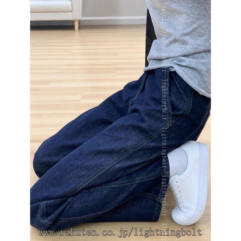 850円OFFクーポン レディース デニムパンツ 体型カバー 着痩せ見え ゆったりサイズ デニム ワイドパンツ カジュアル ストレート お出かけ 通学 デイリー 大きいサイズ ジーパン ズ lightningbolt lightningbolt-10022604 ライトニング サンプル画像3