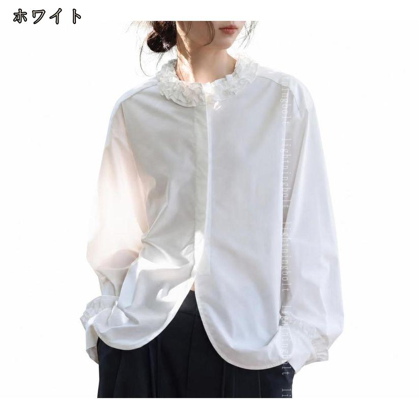 500円OFFクーポン ブラウス レディース 長袖 フリルカラー 体型カバー ゆったり シャツ スタンドネック 比翼仕立て レトロ インナー 重ね着 フェミニン カジュアル 通勤 春服 大きいサイズ lightningbolt lightningbolt-10009424 ライトニング サンプル画像2