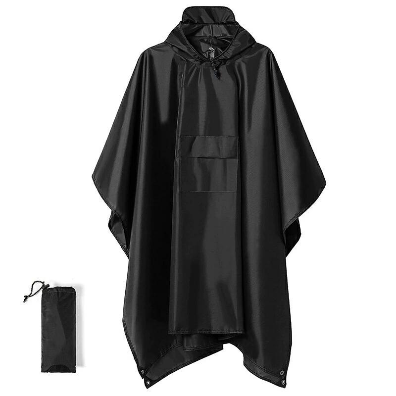 Rain Wear - 【ヘルメット対応】レインコート 自転車 レインポンチョ レインコート ポンチョ メンズ レディース 自転車 アウトドア 軽量 コンパクト かっぱ 3WAY 原付 雨具 ポケット付き マット テント キャノピー 防風 防水 無地 収納袋付き リュック対応