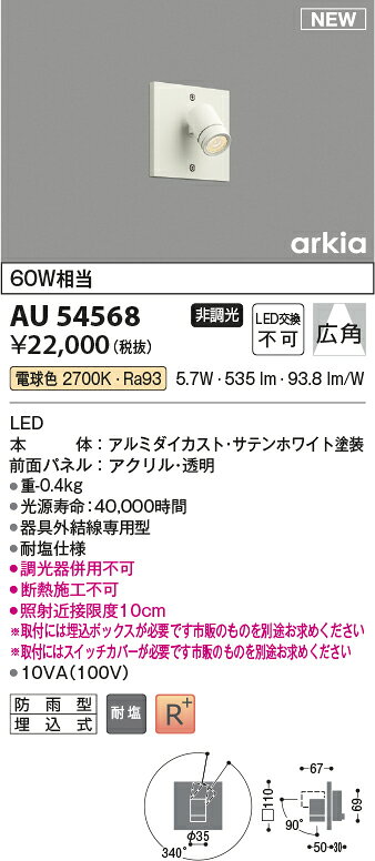 KOIZUMI コイズミ照明 LEDアウトドアスポット（埋込BOX必要) AU54568