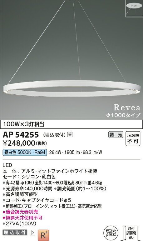 KOIZUMI コイズミ照明 LEDシャンデリア(埋込取付) AP54255