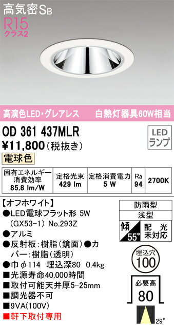 ODELIC オーデリック LED軒下ダウンライト OD361437MLR 2