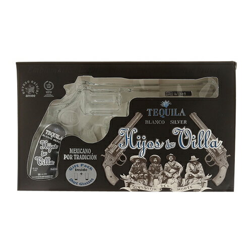 イホス デ ビジャ リボルバーボトル 200ml 40度 テキーラ 飾りボトル グラス付き 箱付き リボルバー型 スピリッツ TEQUILA 長S