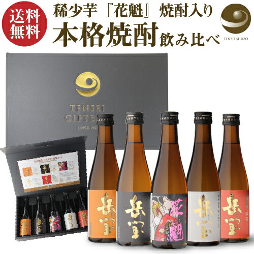 あす楽 時間指定不可 送料無料 焼酎 天星酒造 岳宝 バラエティギフト 300ml 5本 セット 鹿児島県 天星酒造商品の説明付きいも焼酎 芋焼酎 飲み比べ セット ギフト プレゼント 贈答 贈物 専用箱付き 酒 焼酎 飲み物 御中元 中元 RSL