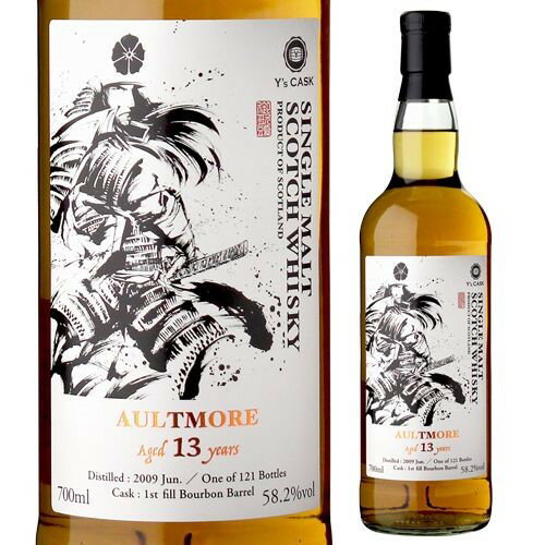 オルトモア13年 2009 1stフィル バーボンカスク Ysカスク 58.2度 700ml墨絵師 御歌頭(オカズ)氏 武将ラベル 明智光秀 スコッチ スペイサイド シングルモルト シングルカスク ウイスキー 長S