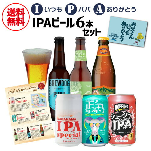 【あす楽】父の日 ギフト ビール 実用的 I(いつも)P(パパ)A(ありがとう) IPAビール6本セット 送料無料 ビールギフト 詰め合わせ アイピーエー インディアペールエール RSL 父の日
