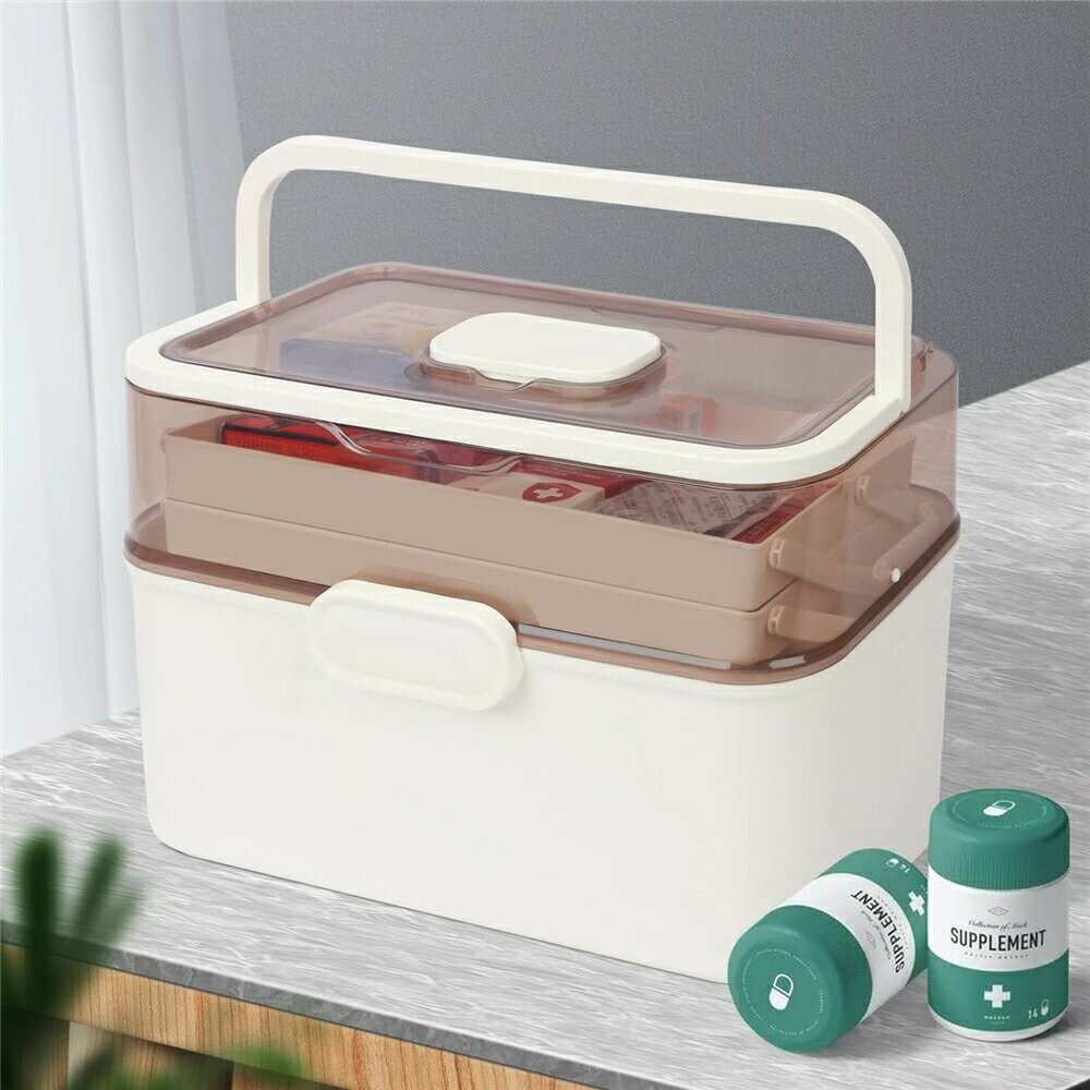 救急箱 薬箱 3層折り畳み式 救急ボックス 薬入れケース 大容量 密封防水 持ち運び便利 かわいい 災害用くすりばこ・裁縫箱・工具箱・小物入れ 多機能薬ケース【海外通販】