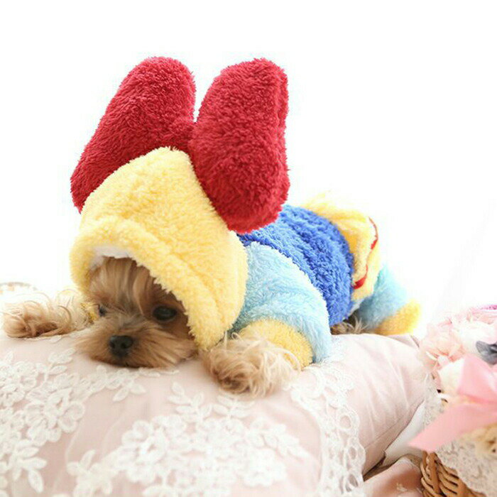 犬服 ペットウェア もこもこ 猫服 あったか かわいい赤リボン ドレス ドッグウェア 女の子 キャットウ..