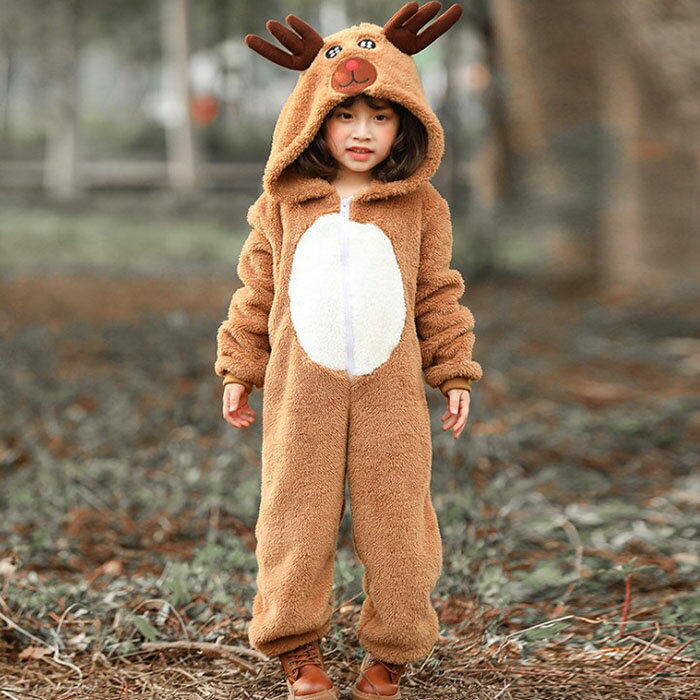 子供コスチューム トナカイ カバーオー クリスマス服 キッズ コスチューム 着ぐるみ オールインワン 仮..