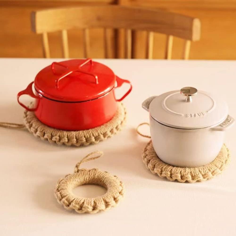 【3個セット】釜敷き なべしき 鍋敷き 藁の鍋敷き おしゃれ 耐熱 フック付き 自然素材 天然 鉄瓶 鍋 土..