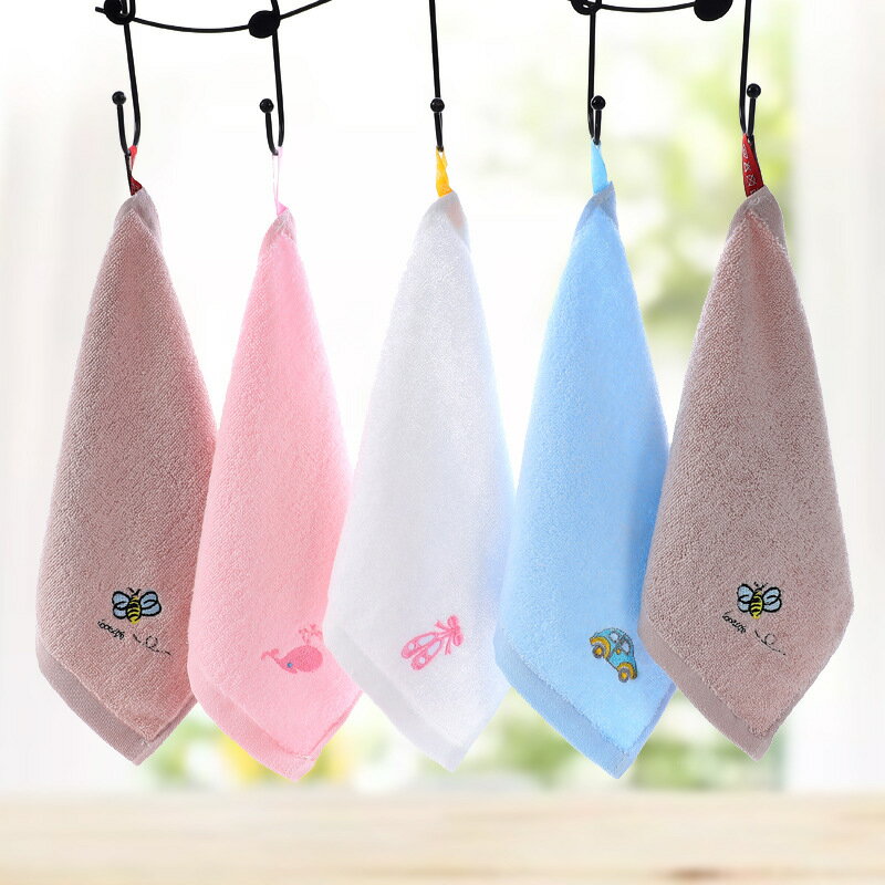 Towels, Handkerchieves - ループ付きハンドタオル 10枚セット 25×25cm 子供用 男の子・女の子兼用 保育園 幼稚園 小学校 入学・入園グッズ 通学・通園に かわいい ベビーにも 吸水速乾 手拭きタオル