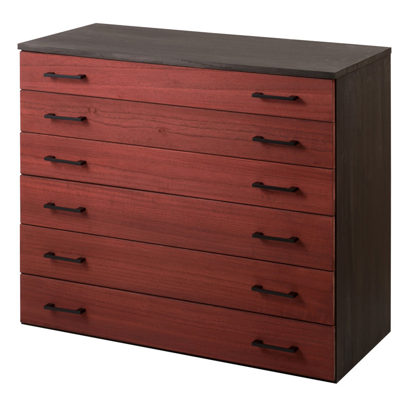 桐箪笥　朱雀 6段 幅98 朱 民芸 李朝�