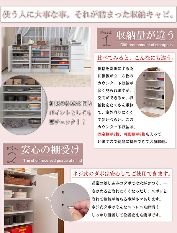 キッチンシリーズFace　カウンター下収納　扉幅112cm ホワイト like-10009338 アウトレットショップライク サンプル画像3