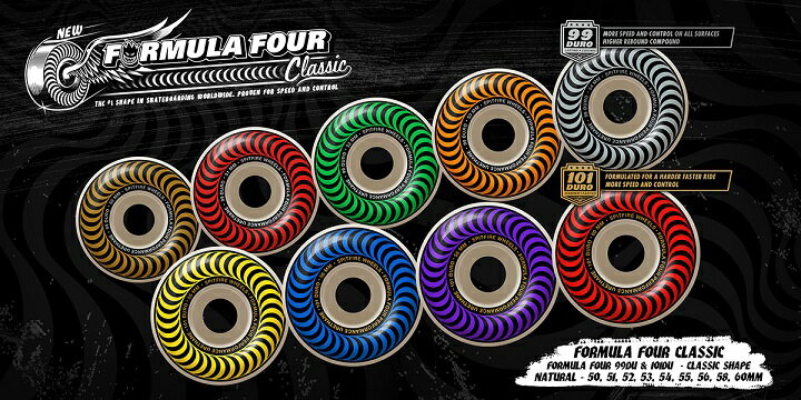 ��SPITFIRE�ۡ�FORMULA FOUR CLASSIC GREEN 52MM 99D (Set Of 4)��WHEEL ���ԥåȥե����䡼 �������롡�������ȥܡ��� �����ܡ� SKATEBOARD