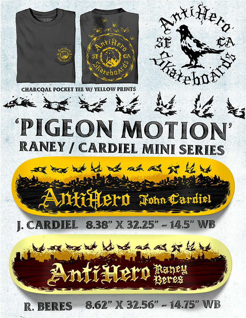 ��ANTI HERO��8.38. x 32.25��JOHN CARDIEL PIGEON MOTION��Skateboard Deck ��������ҡ��������������ȥܡ��ɡ��ǥå�