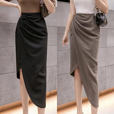 スカート 春 きれいめ エレガント カジュアル おしゃれ レディース ひざ丈 ミモレ丈 アシンメトリー 夏 春夏 タイト スリム フェミニン 脚長 美脚 お出掛...