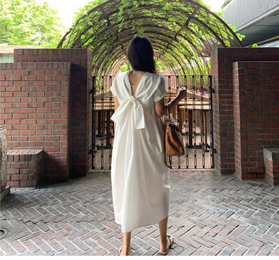 白 ワンピース ロング カジュアル コットン きれいめ 袖あり おしゃれ レディース ロング丈 半袖 ワンピ 体型カバー 綿 ドレス ラウンドネック Aライン ...