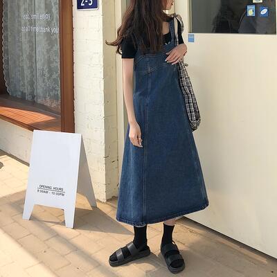 ワンピース ミモレ丈 ジャンパースカート カジュアル おしゃれ サロペットスカート キャミワンピース デニム レディース 可愛い ドレス オールシーズン 着回し...