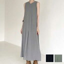 シフォン ワンピース カジュアル きれいめ Aライン ゆったり ノースリーブ ロング丈 体型カバー ウエストカバー お腹カバー 薄手 涼しい 韓国 コーデ ブラ...