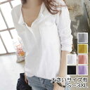 ブラウス シャツ 春 夏 秋 レディース トップス Vネック 薄手 カットソー きれいめ カジュアル 袖あり 無地 長袖 韓国 コーデ 白 ホワイト 黒 ブラッ...