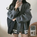 トップス レディース カーディガン アウター ニット セーター カジュアル ジャケット 長袖 羽織 おしゃれ 可愛い フェミニン スポーティ ライン ルーズ ゆ...