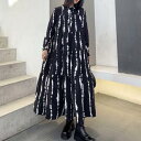 ティアード ワンピース きれいめ カジュアル 袖あり ロング丈 ツートン おしゃれ レディース 可愛い 長袖 フェミニン ワンピ ドレス かっこいい エレガント ロングワンピ 大きいサイズ ブラック 黒 春 秋 冬 20代 30代 40代 50代