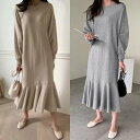 ワンピース レディース 袖あり 長袖 フリル カジュアル ロング丈 ゆったり おしゃれ こなれ感 可愛い フェミニン シンプル ワンピ ドレス 体型カバー Tシ...